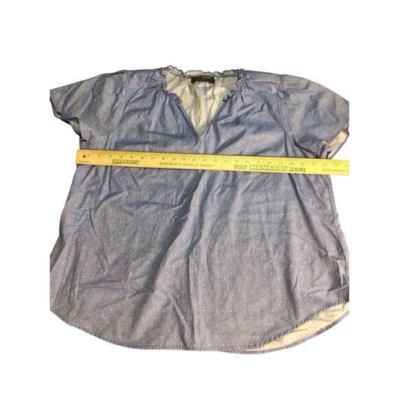 Lane Bryant Blue White Dot Print V-Neck Shirt Womens Short Sleeve Casual Size 16 - Picture 8 of 9